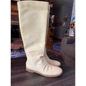 Oh…DEER! Ice Princess Ivory Zip Back Rounded Toe Boots Sz. 6